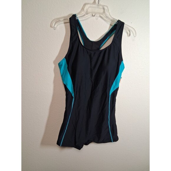 NWT Charmo Swimsuit One Piece Racer Back Shorts Style Beach Pool Black Size XL - Picture 1 of 7